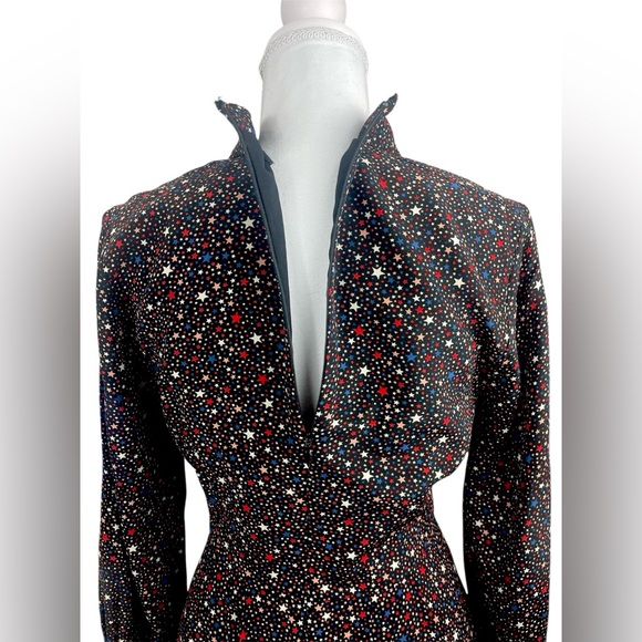 Madewell Silk Balsam Tie Neck Star‎ Printed Dress Memorial Day Fourth of July - Picture 9 of 11